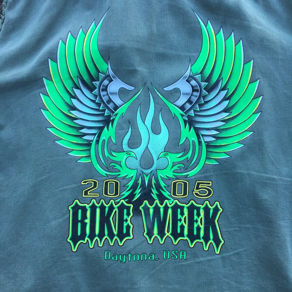 VTG Biker Design Sleeveless Shirt Mens XL Green 2005 Bike Week Daytona Beach FL